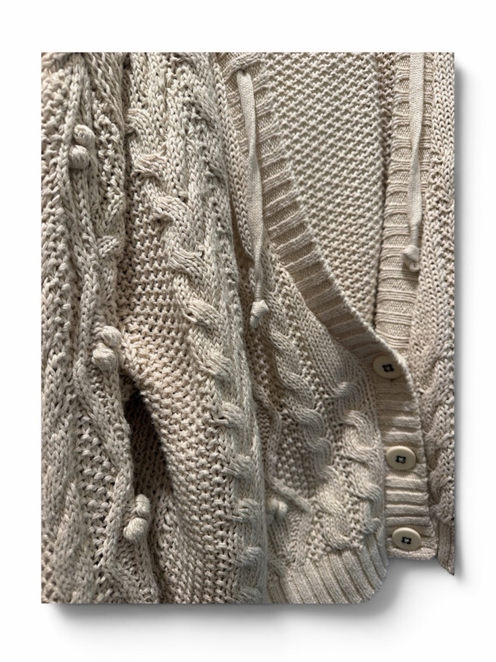 We The Free Oatmeal Cable Bobble Cardigan - Picture 2 of 3